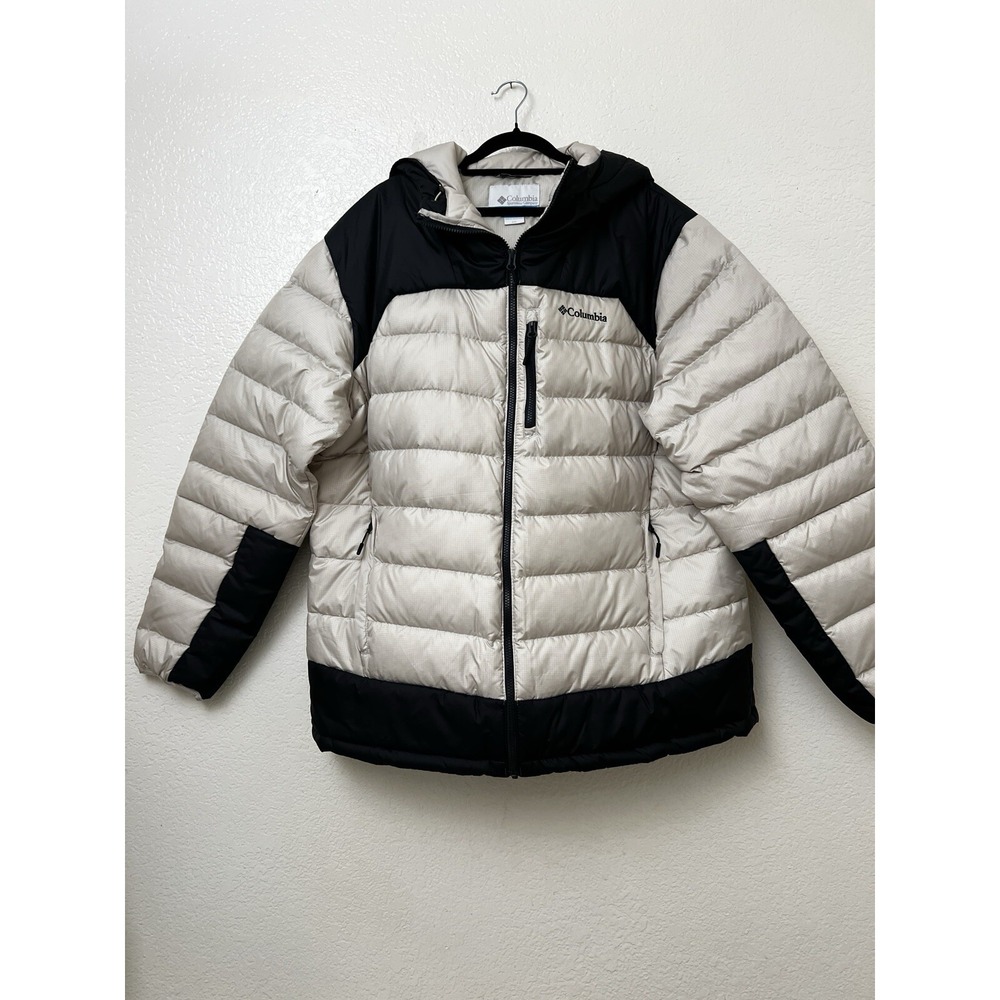 Men's Columbia Autumn Park Down Jacket Omni-Heat Beige Black Winter Size XXL - Picture 5 of 12